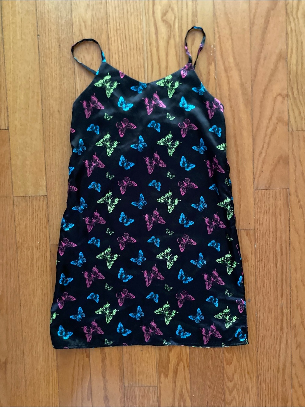 art class Black Butterfly Print Cami Dress with Neon Accents